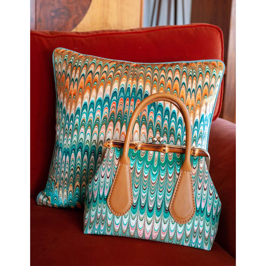 Saffron Plumes Square Linen Cushion