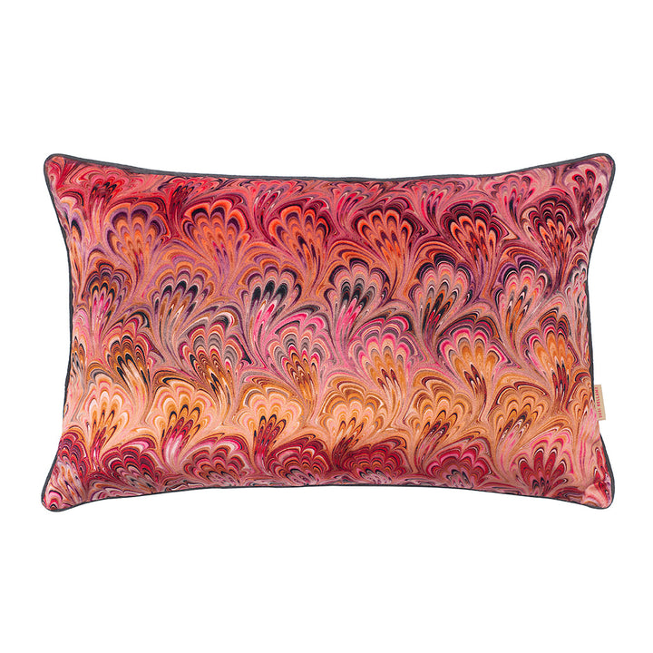 Blush Bouquet Marbled Velvet Large Oblong Cushion