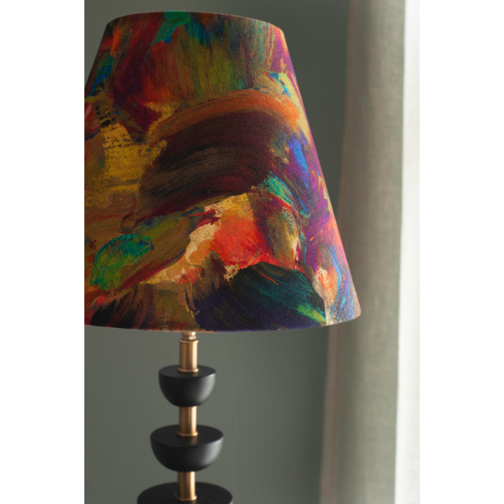 Candied Painterly Linen Cone Lampshade