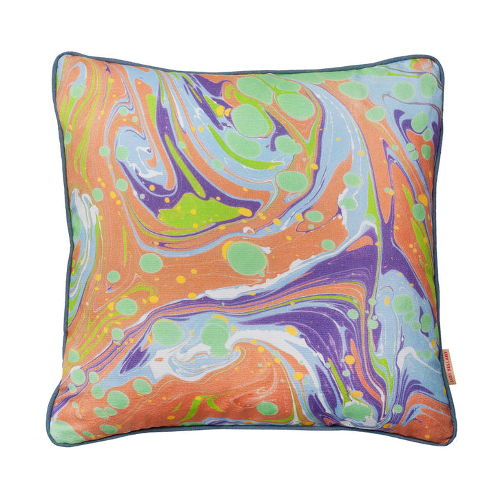 Green Slick Marbled Cotton Cushion