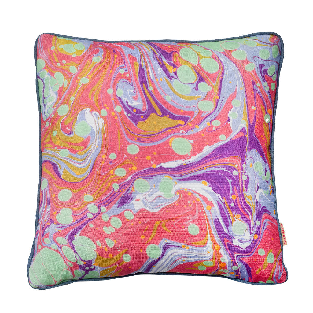 Raspberry Slick Marbled Cotton Cushion