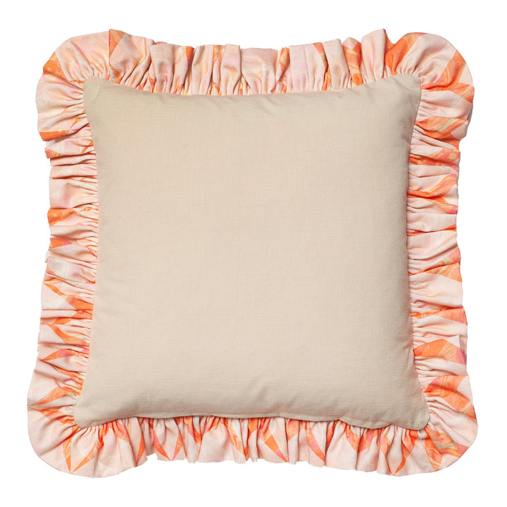 Ruffled Peach Marbled Chevron Cotton Cushion