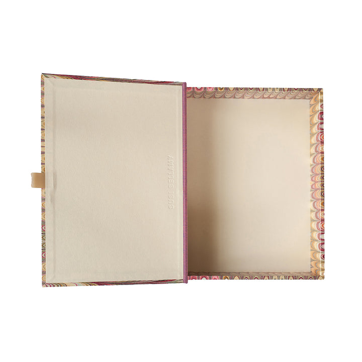 Dahlia plumes box file handmade from Dahlia Plumes pink marbled wallpaper