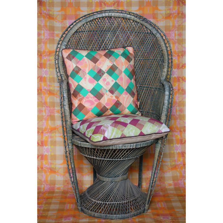 Emerald Marbled Cubes Cotton Cushion