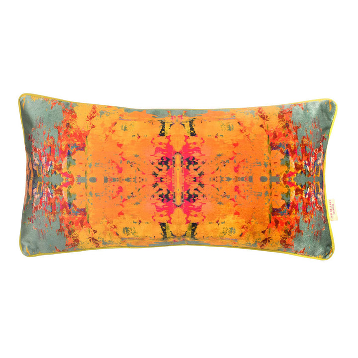 Grey Stucco Kaleidoscope Velvet Medium Oblong Cushion