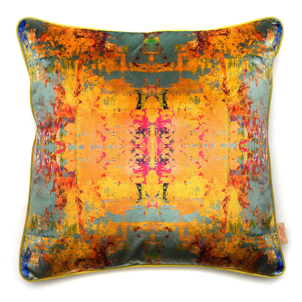 Grey Stucco Kaleidoscope Velvet Square Cushion