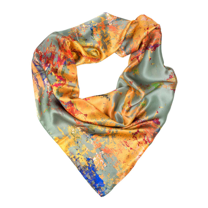 Grey Stucco Square Silk Satin Scarf