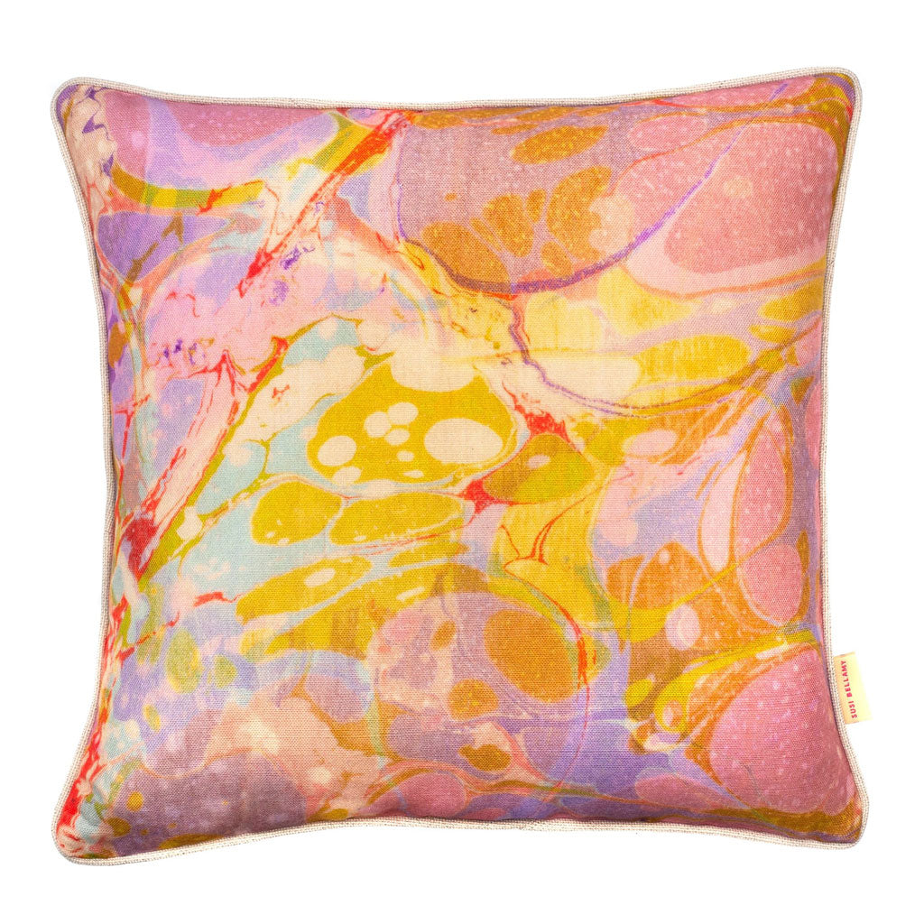 Lavender Tapestry Marbled Linen Square Cushion