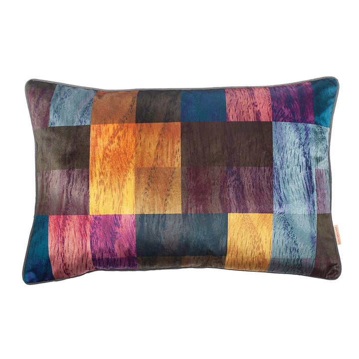 Multi Parquet Velvet Large Oblong Cushion