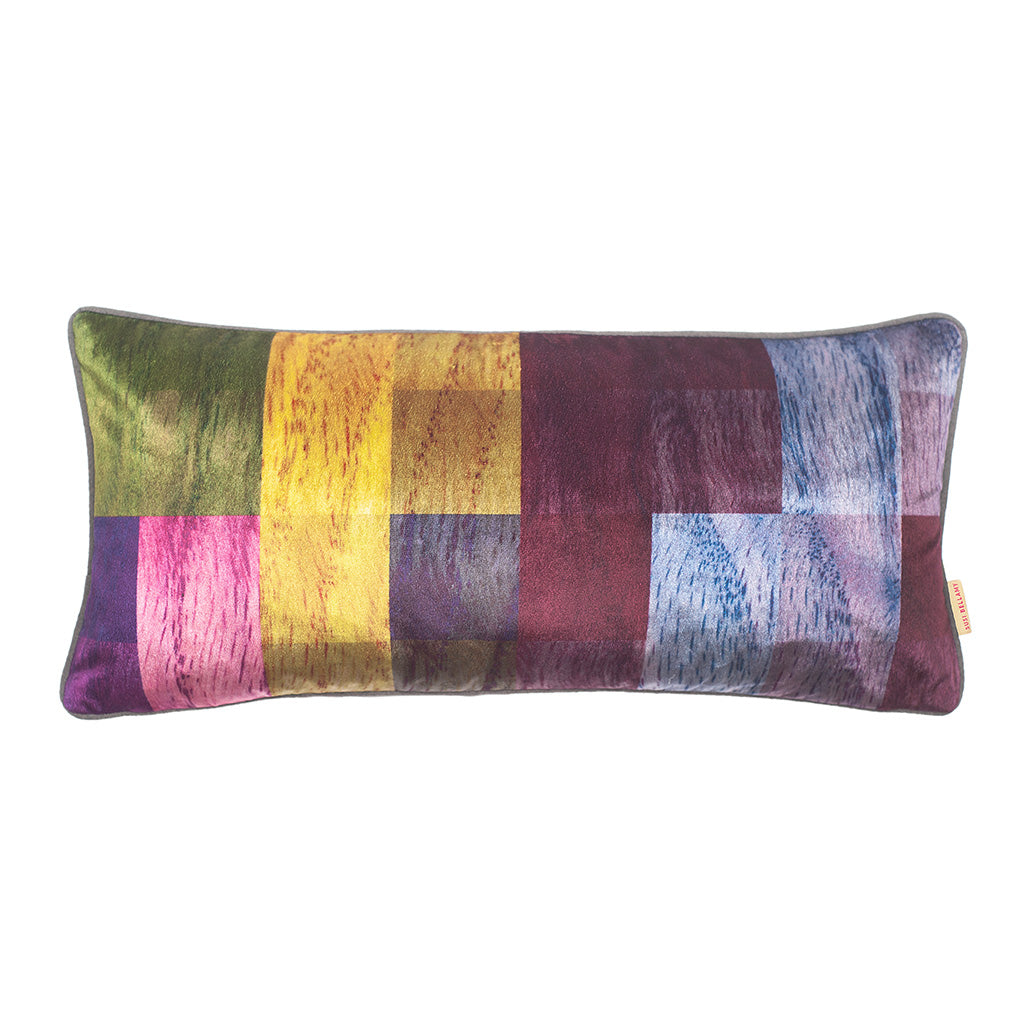 Multi Parquet Velvet Medium Oblong Cushion