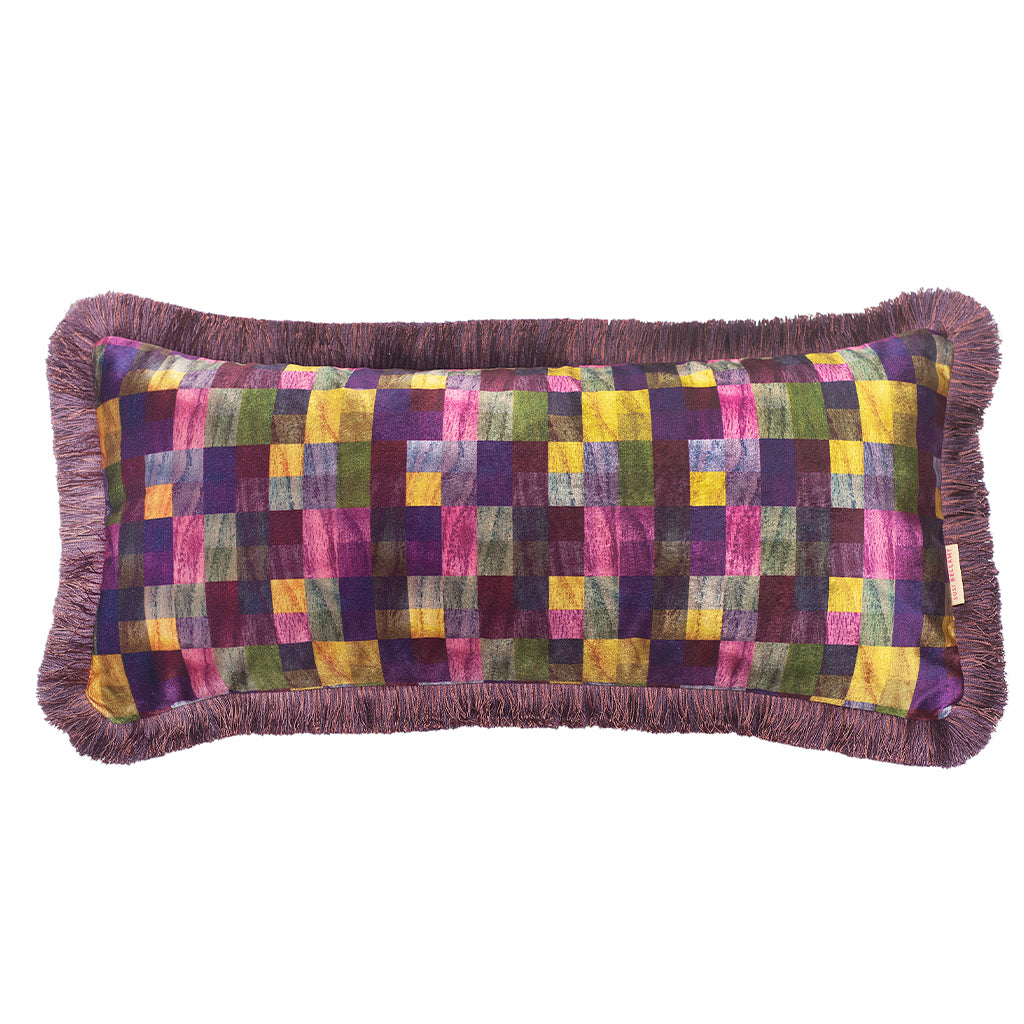 Multi-color fringed pillow