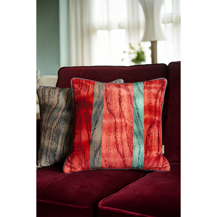 Mixed Grain Slatted Velvet Square Cushion