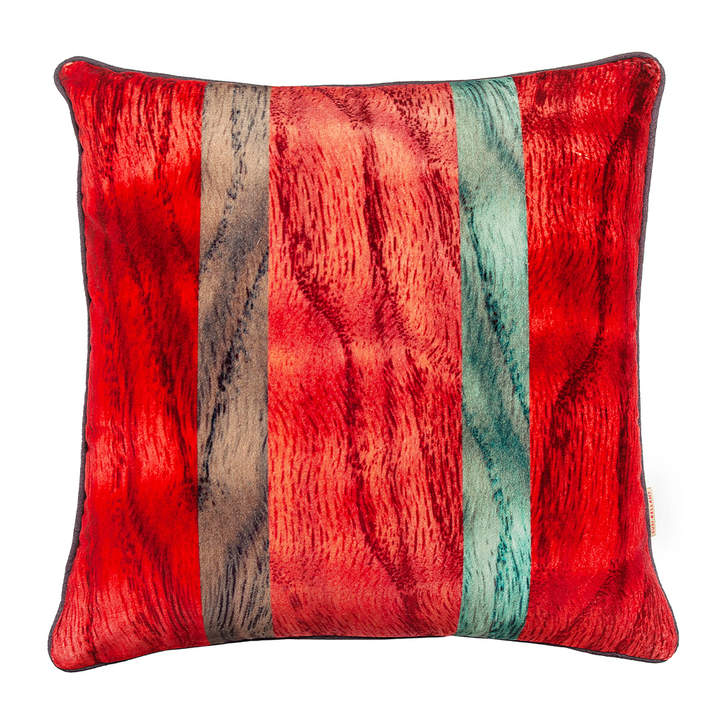 Mixed Grain Slatted Velvet Square Cushion