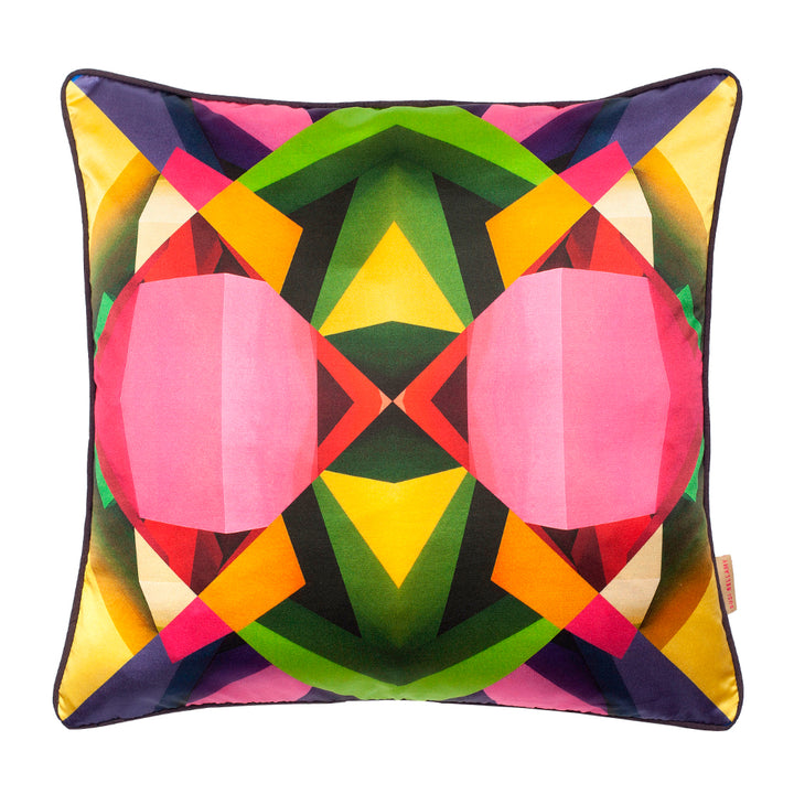 Multi Grid Block Silk Cotton Square Cushion