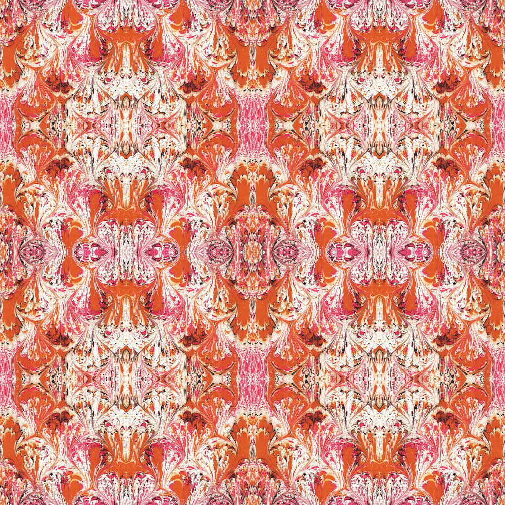 Orange Feathered Velvet Fabric