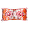 Orange Feathered Kaleidoscope Marbled Velvet Medium Oblong Cushion