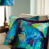 Azure Abstract Velvet Square Cushion