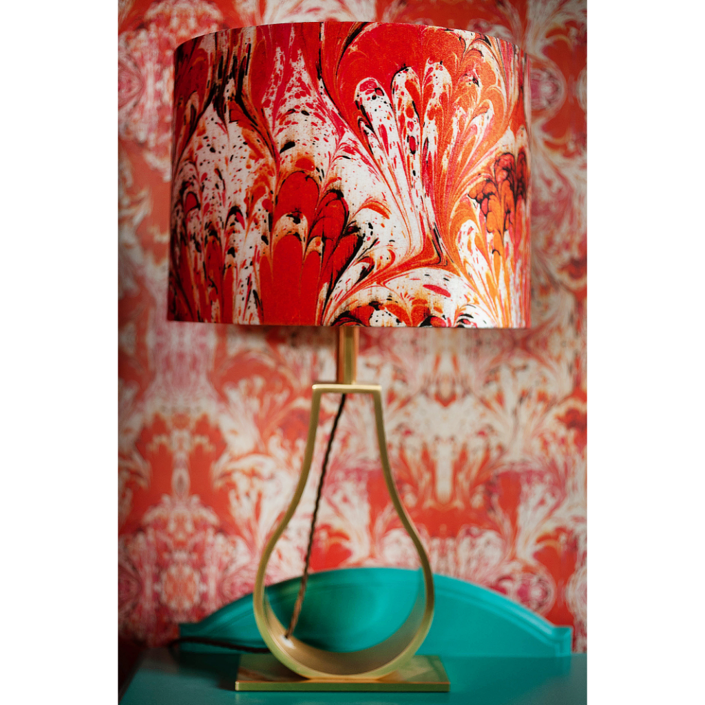 Orange Feathered Velvet Lampshade