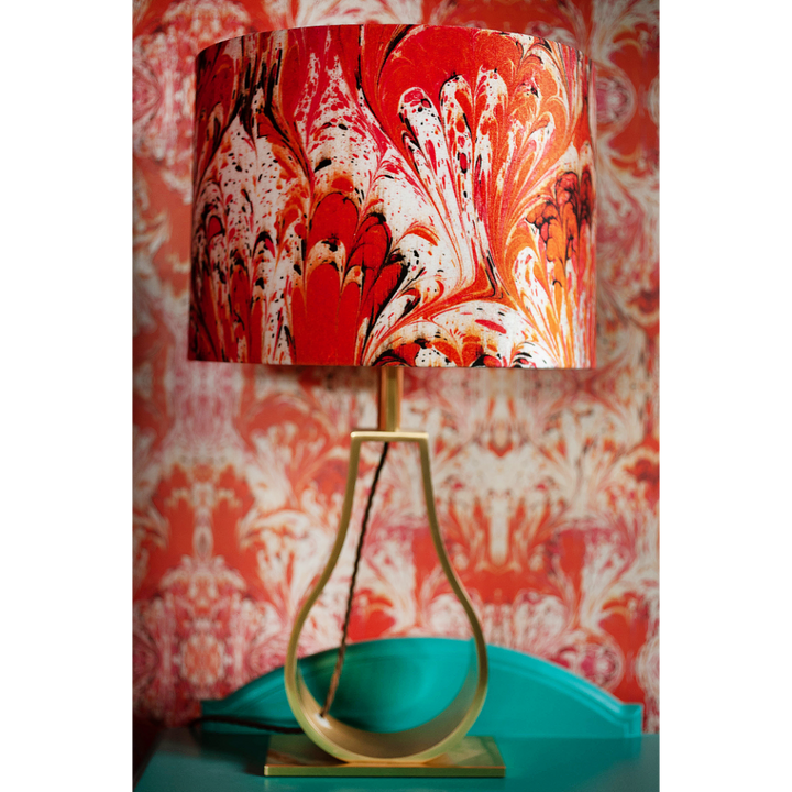 Orange Feathered Velvet Lampshade