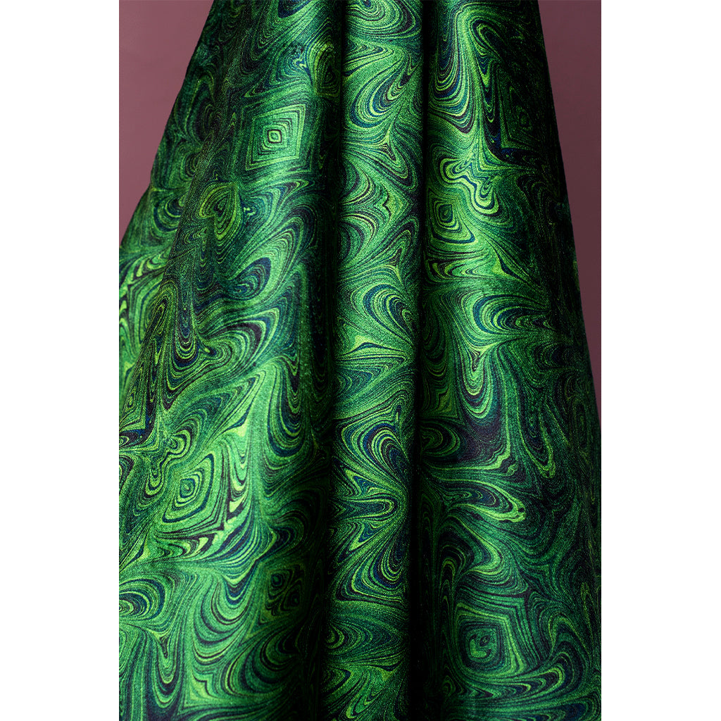 Malachite Marbled Velvet Fabric