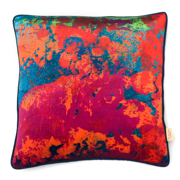 Paesaggio Scarlatto Abstract Velvet Square Cushion