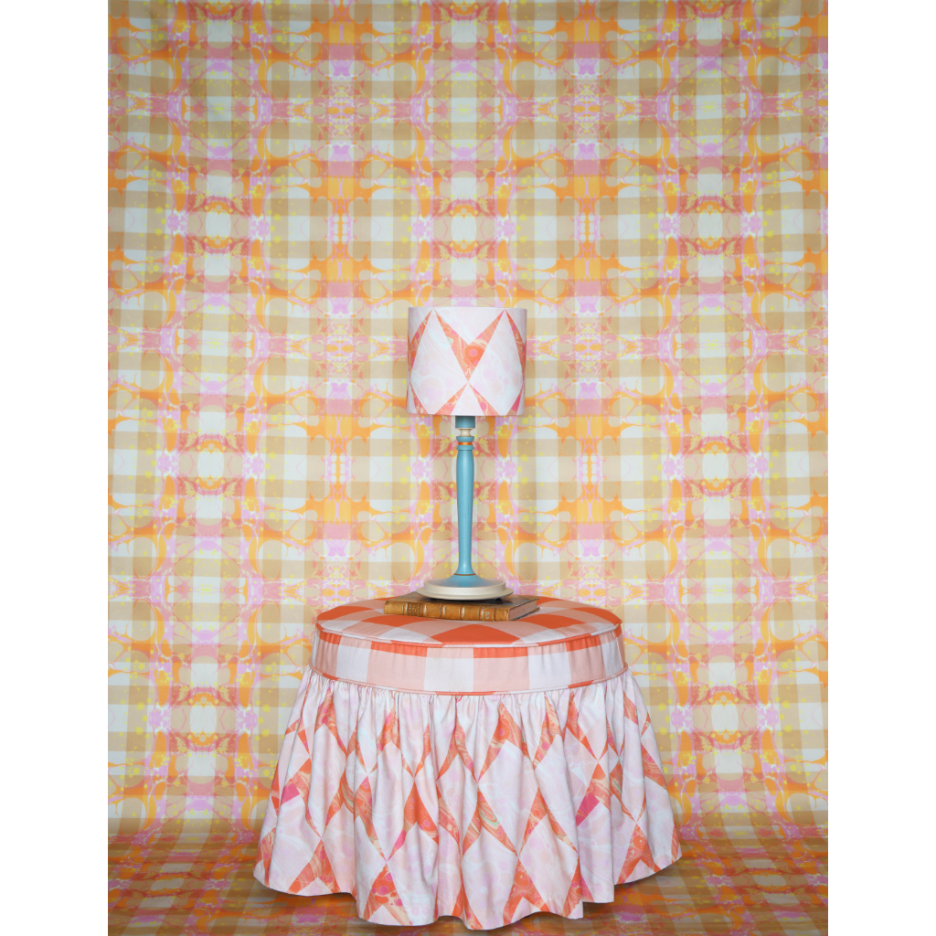 Orange Large Check Cotton Fabric