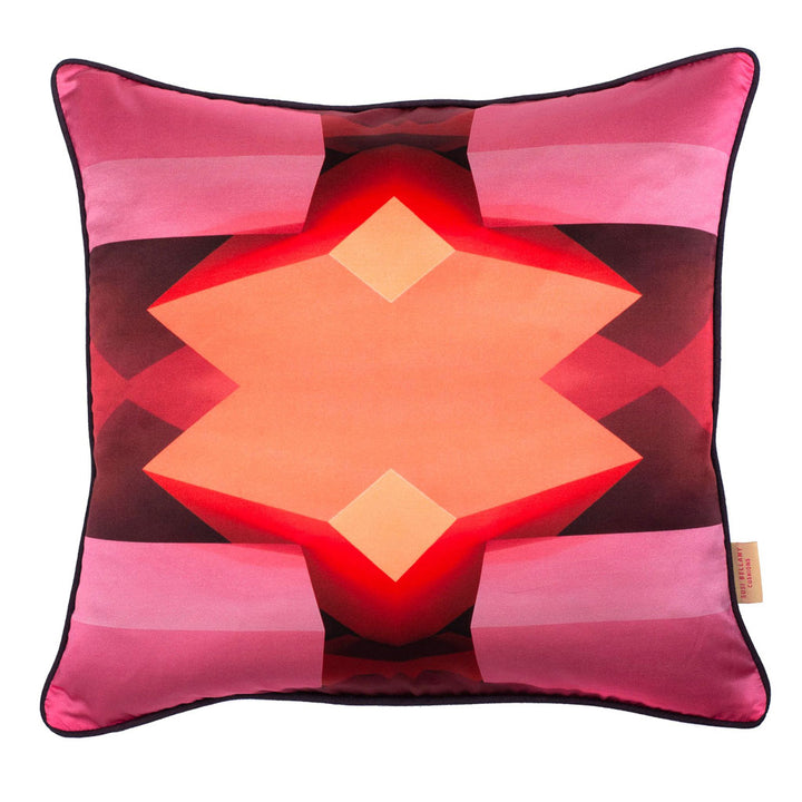 Pink Star Silk Cotton Square Cushion