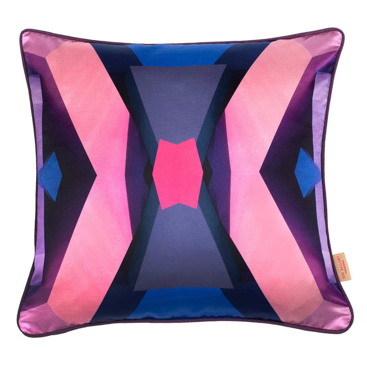 Pink/Blue Blocks Silk Cotton Square Cushion