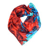 Red / Blue Geode Square Silk Satin Scarf