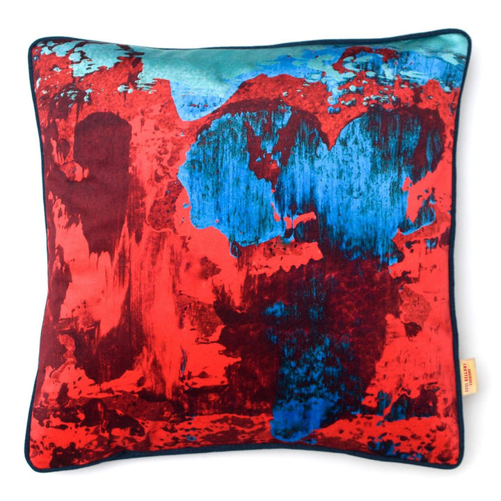 Red/Blue Geode Abstract Velvet Square Cushion