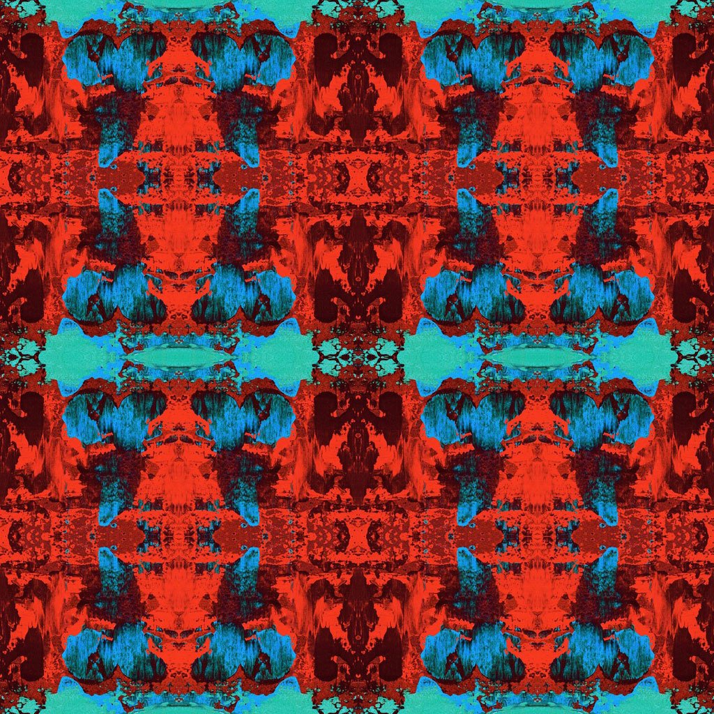 Red Blue Geode Velvet Fabric