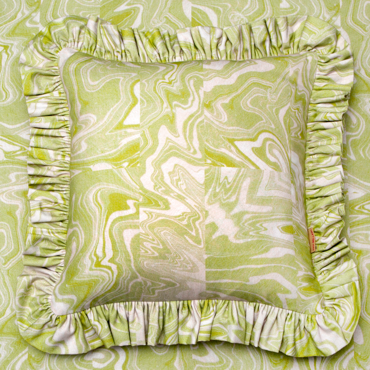 Ruffled Apple Marbled Geode Cotton Cushion