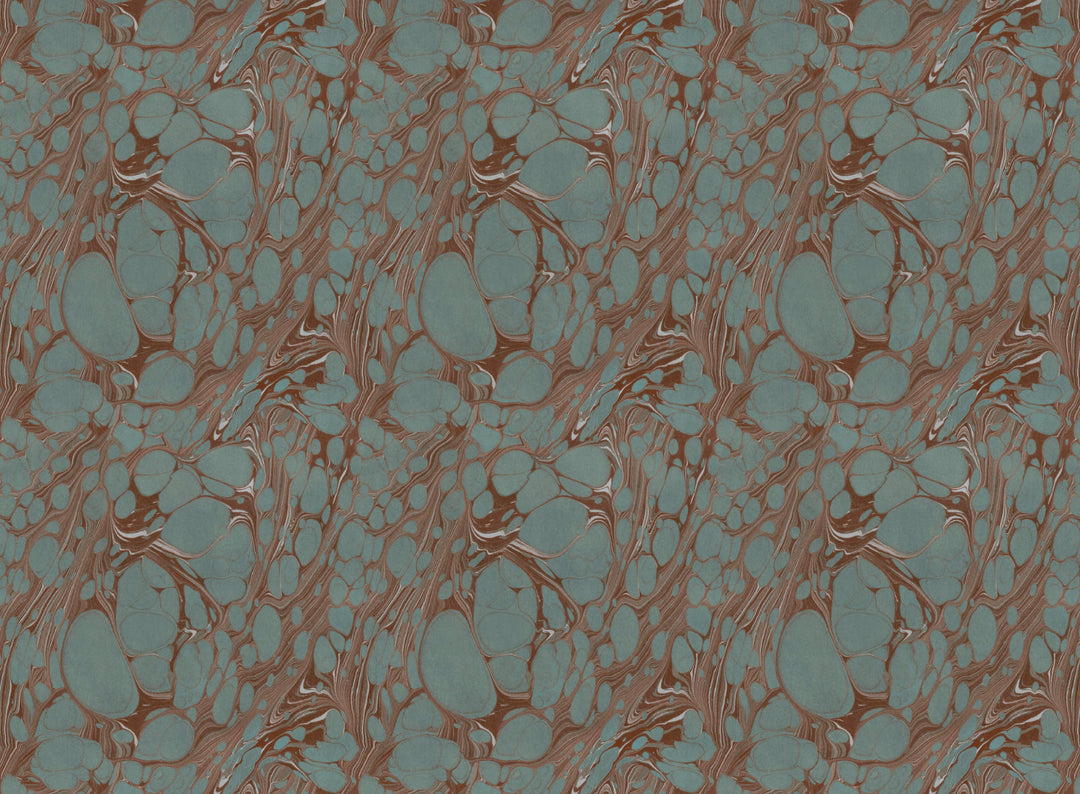 Teal Organic Marbled Velvet Fabric