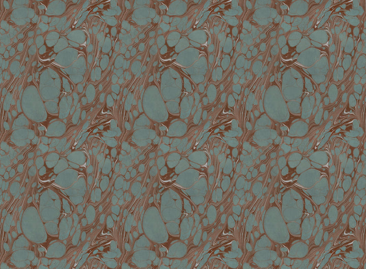 Teal Organic Marbled Velvet Fabric