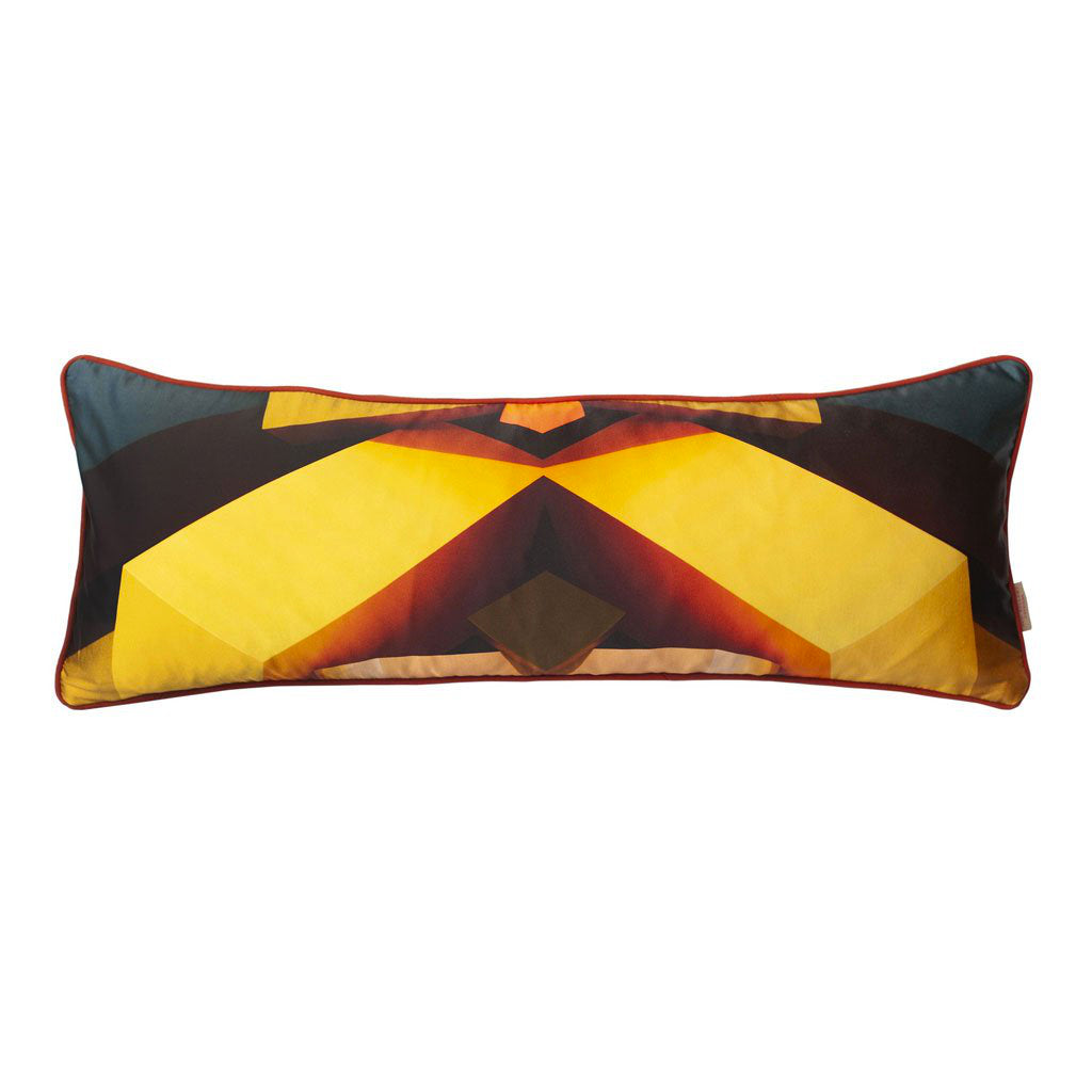 Tilting Yellow Long Oblong Silk Cotton Cushion
