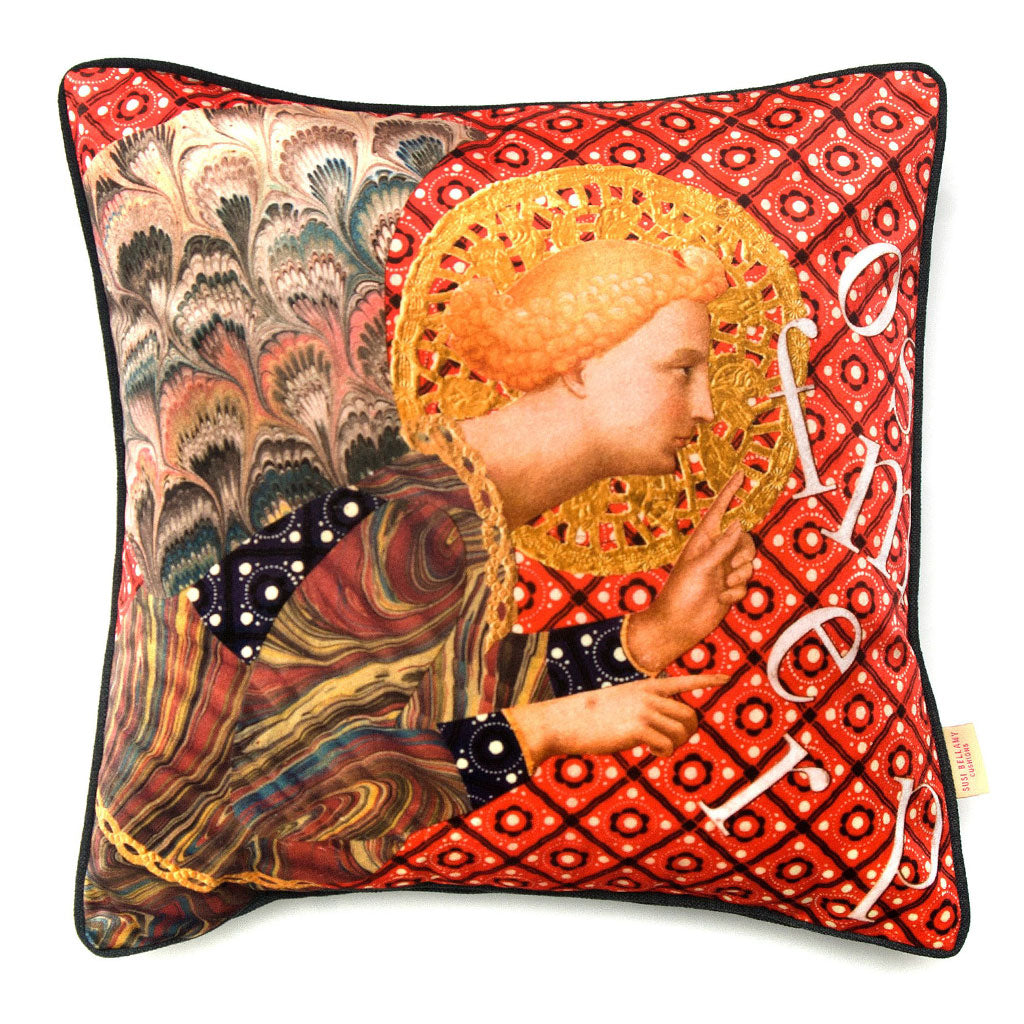 Whispering Angel Collaged Velvet Square Cushion