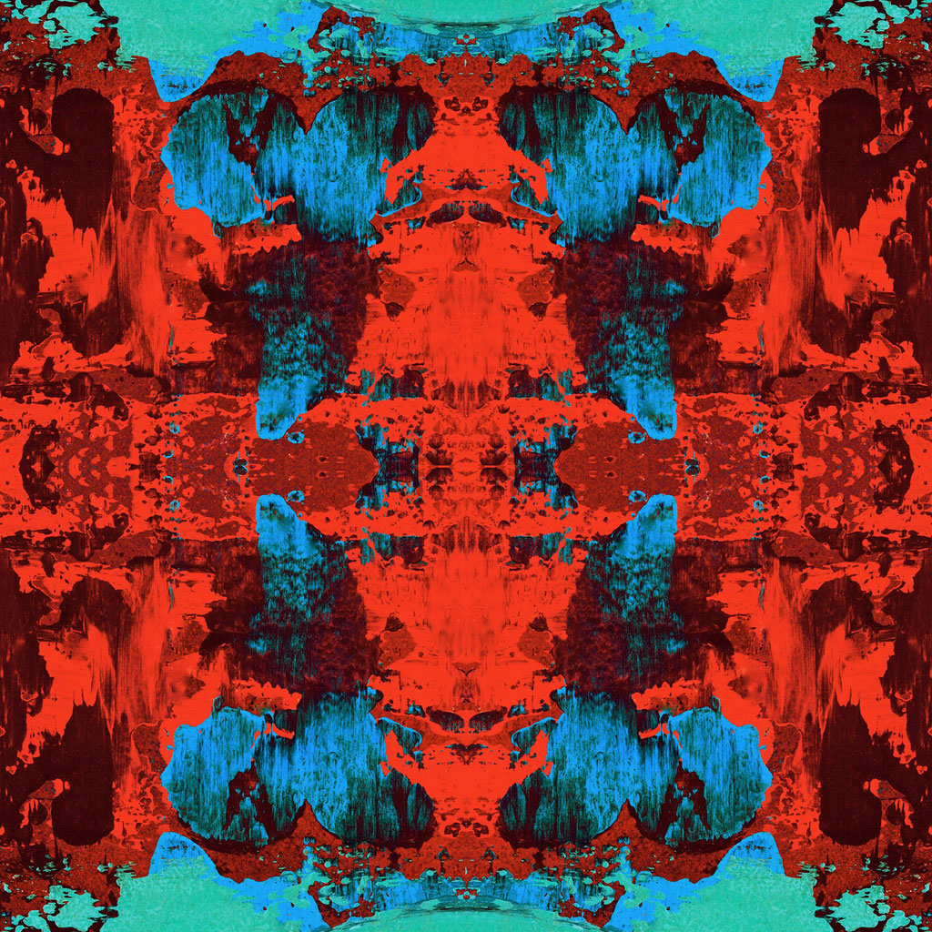 Red / Blue Geode Square Silk Satin Scarf