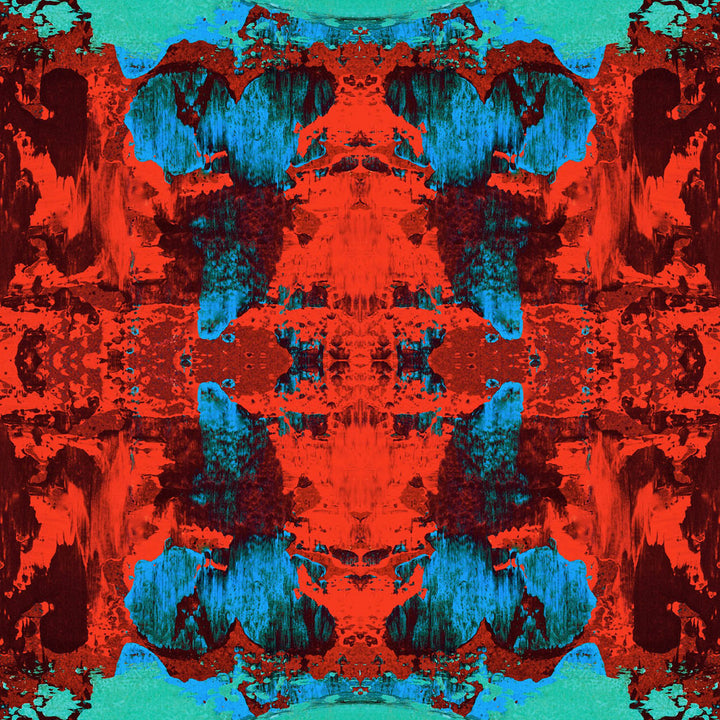Red / Blue Geode Square Silk Satin Scarf