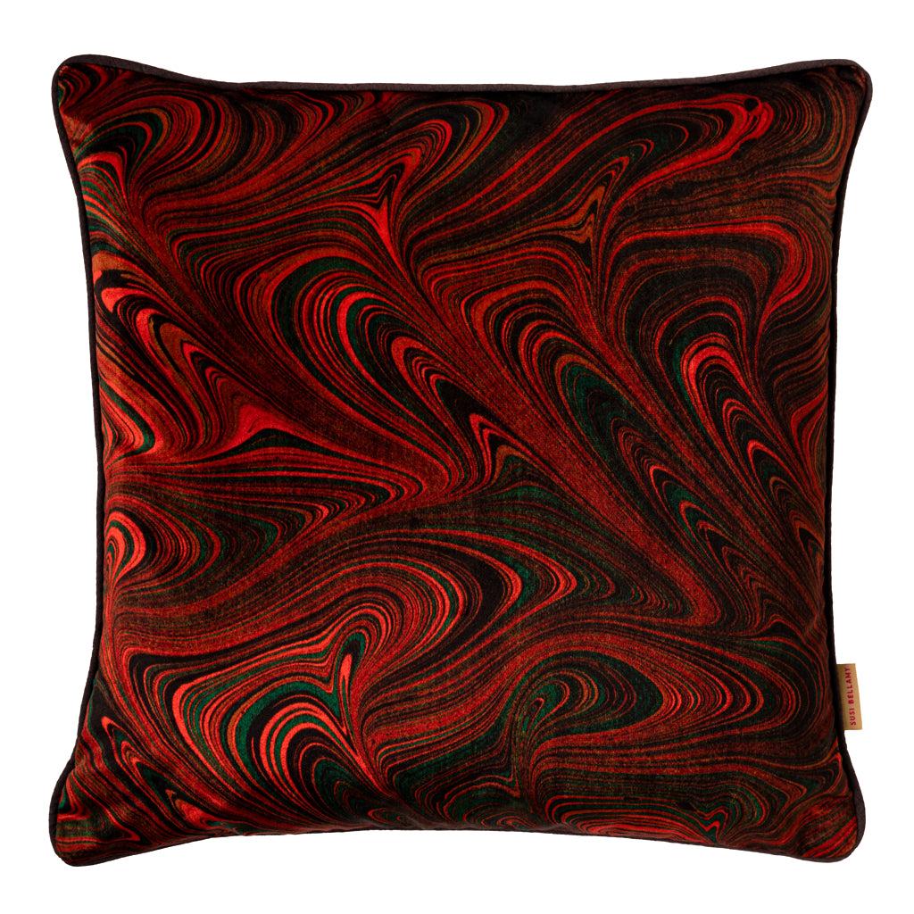 Amber Strata Marbled Velvet Square Cushion