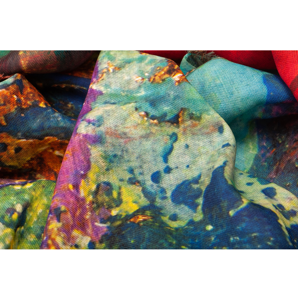 Azure Abstracts Silk Wool Scarf