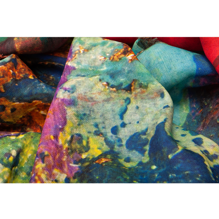 Azure Abstracts Silk Wool Scarf