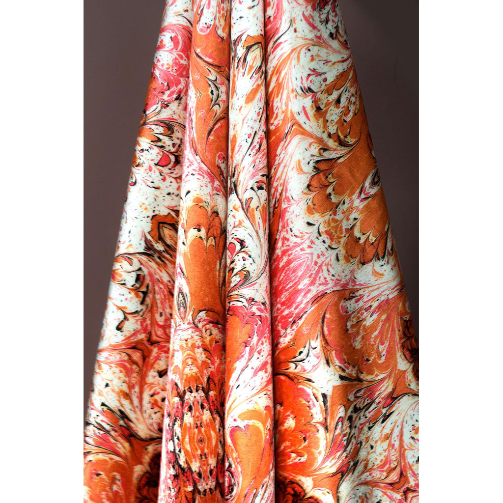 Orange Feathered Velvet Fabric