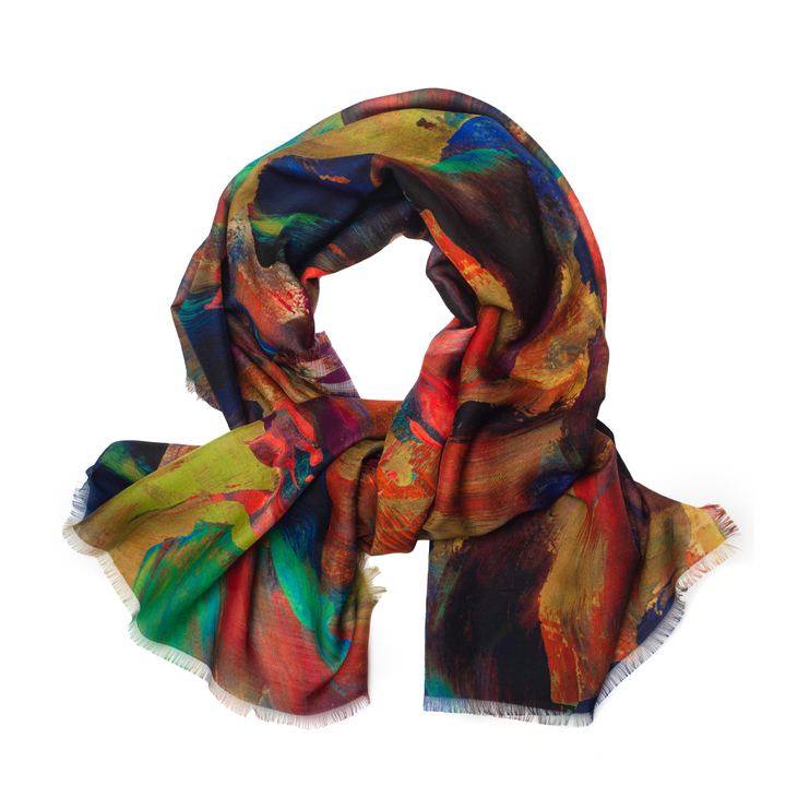 Candied Painterly Silk Wool Scarf