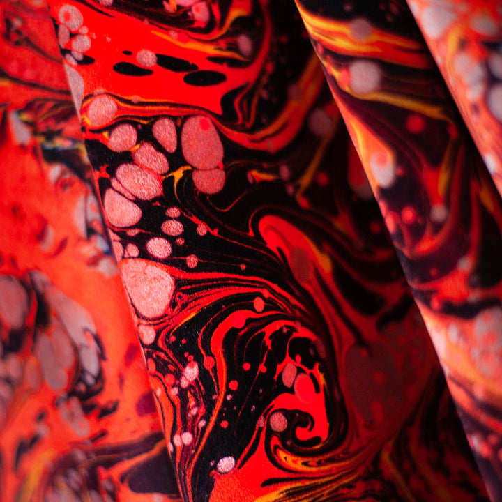 Carnelian Marbled Velvet Fabric