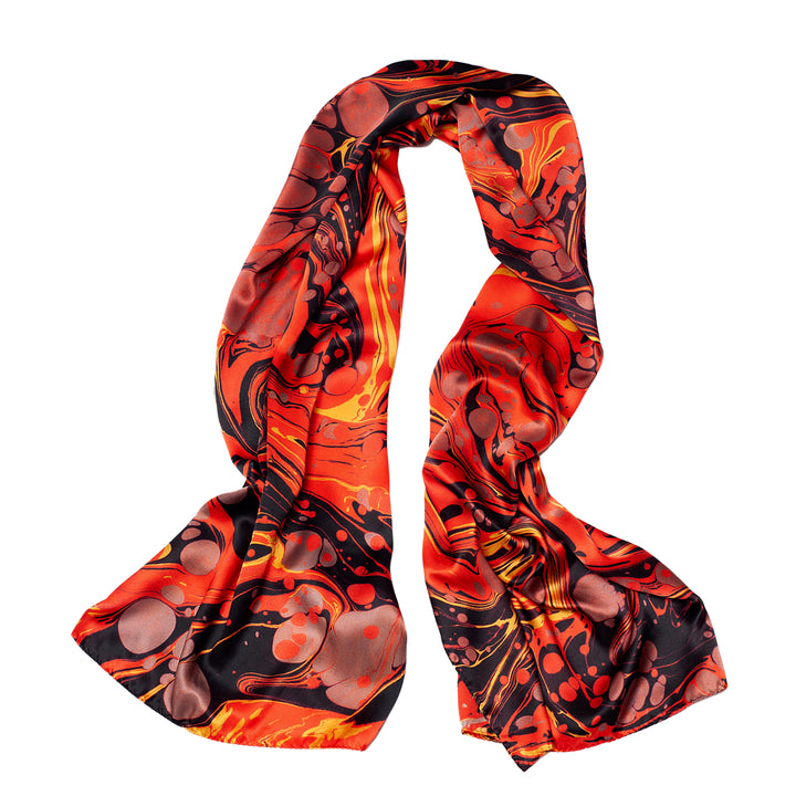 Carnelian Marbled Silk Satin Scarf