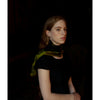 Indigo Chartreuse Parquet Silk Wool Scarf