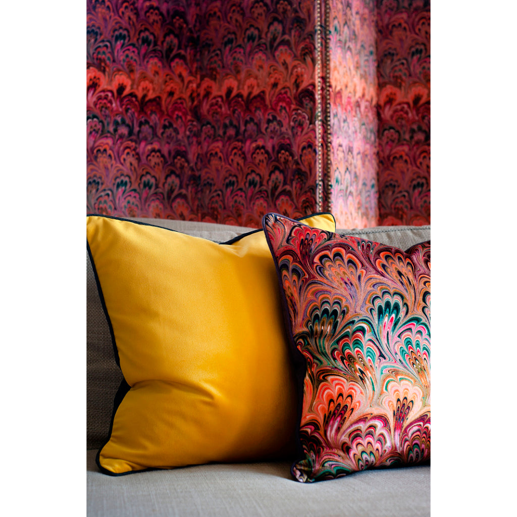 Chartreuse Yellow Velvet Square Cushion