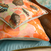 Coral Tapestry Marbled Linen Square Cushion