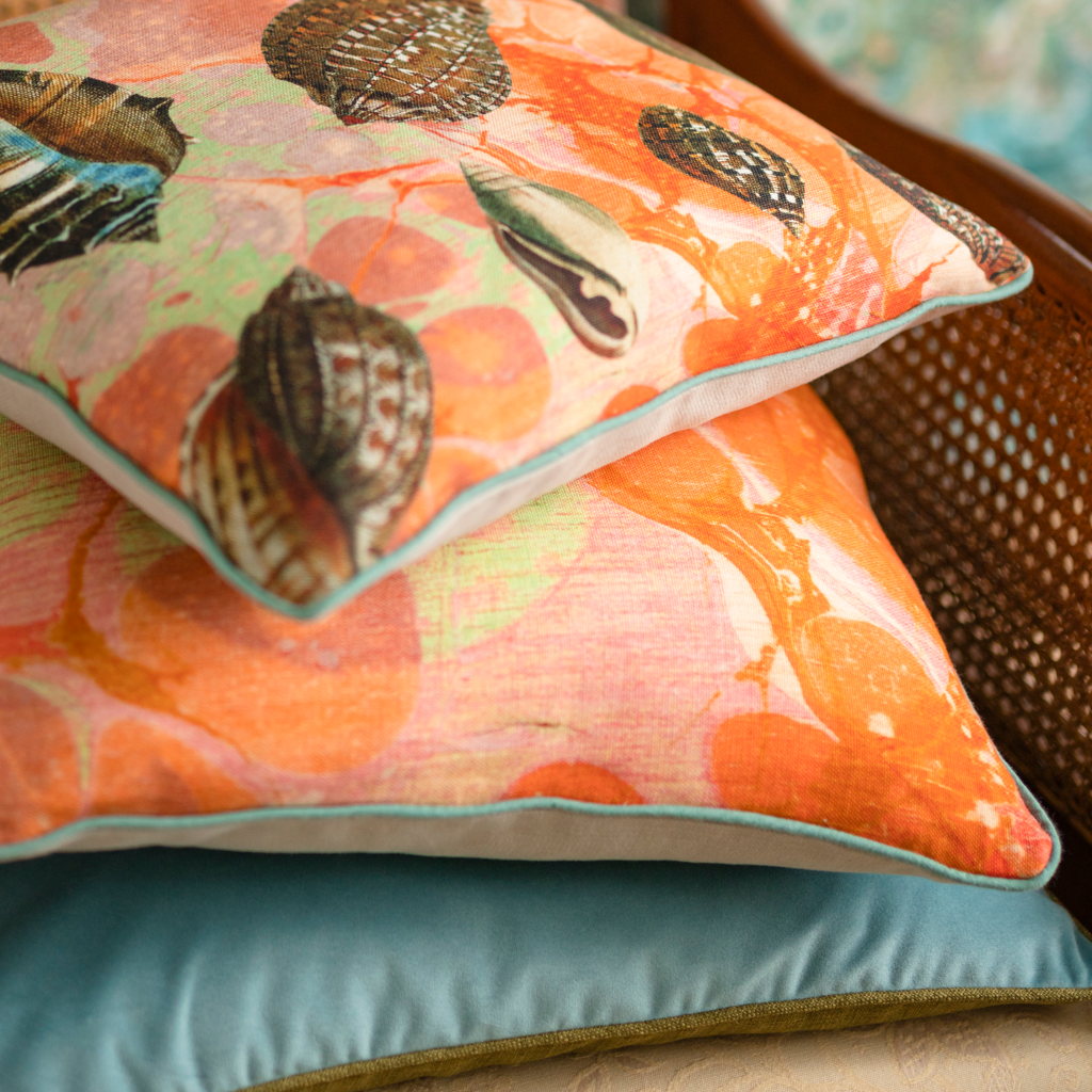 Aqua velvet cushion hot sale