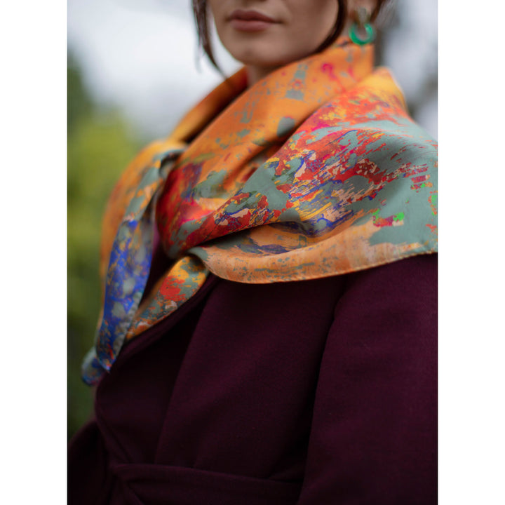 Grey Stucco Square Silk Satin Scarf